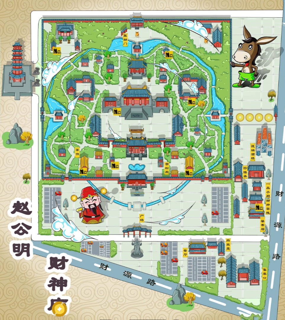 宁陕寺庙类手绘地图